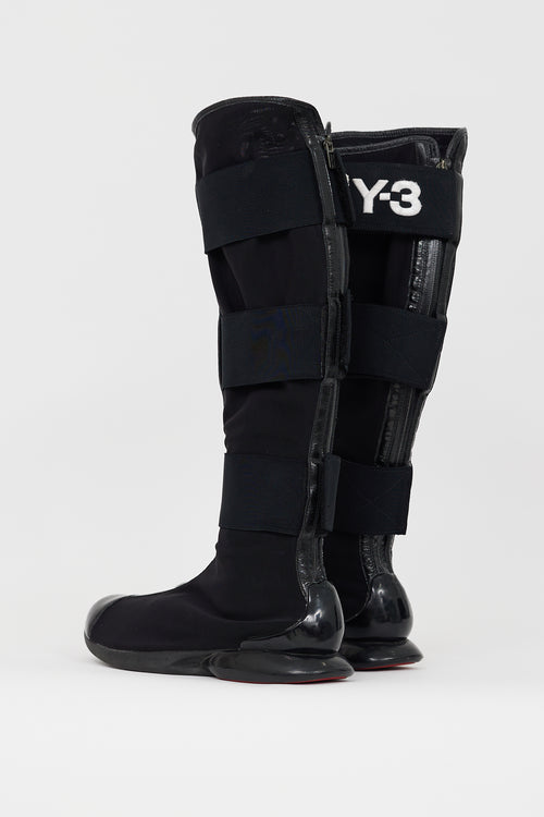 Y-3 Black Mesh Velcro Strap Boot