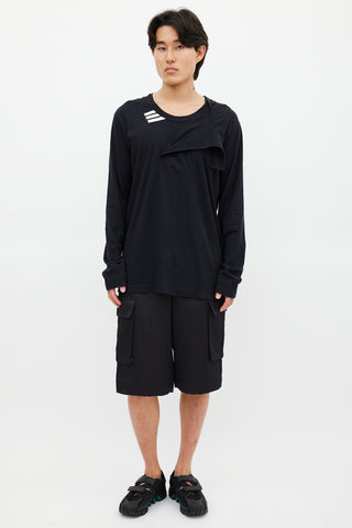Y-3 Black & White Asymmetrical Top