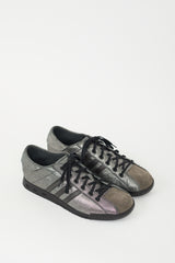 Y-3 Metallic Grey Leather Lancer Sneaker