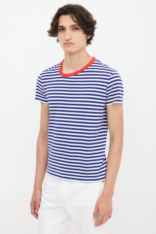 Y-3 X Adidas Blue & White Striped T-Shirt
