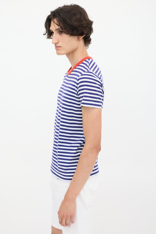 Y-3 X Adidas Blue & White Striped T-Shirt