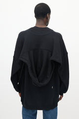 Y-Project Black Shawl Hooded Sweatshirt