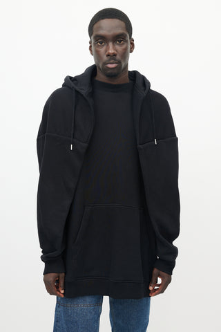 Y-Project Black Shawl Hooded Sweatshirt
