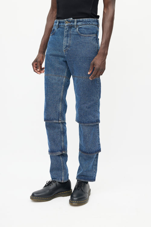 Y-Project Blue Tiered Denim Jeans
