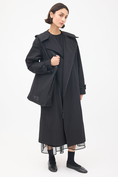 Y-3 Black Nylon Logo Backpack Trench Coat