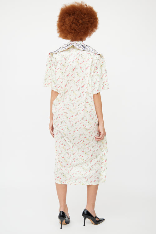 YProject Cream Floral & Paisley Shirt Dress