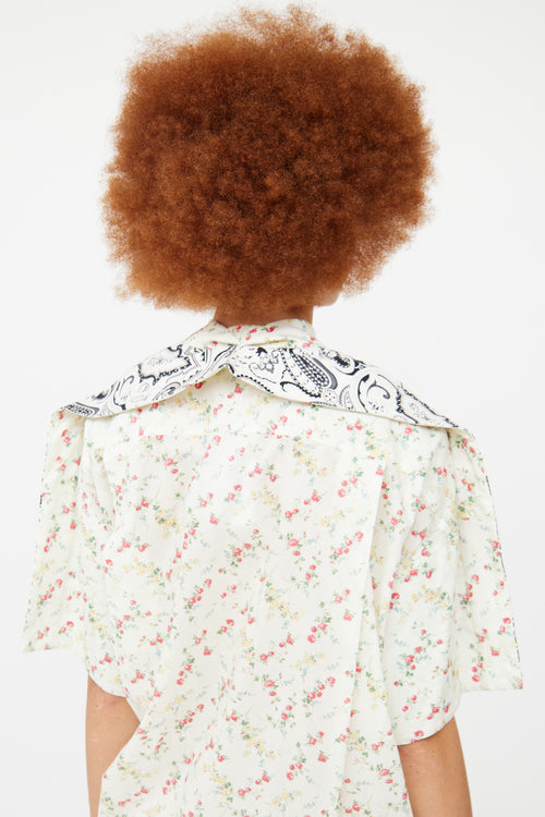 YProject Cream Floral & Paisley Shirt Dress