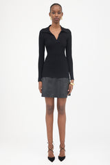 Saint Laurent Rib Knit Collared Sweater