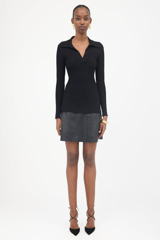 Saint Laurent Rib Knit Collared Sweater