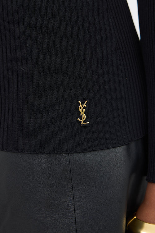 Saint Laurent Rib Knit Collared Sweater