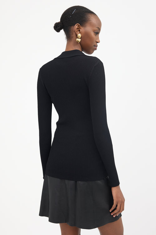Saint Laurent Rib Knit Collared Sweater