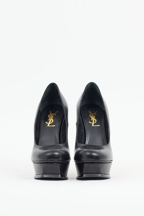 Saint Laurent Black Leather Tribute 2 Platform Heel