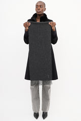 Saint Laurent Grey Knit Fringe Scarf