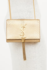 Saint Laurent Gold Leather Kate Tassel Bag