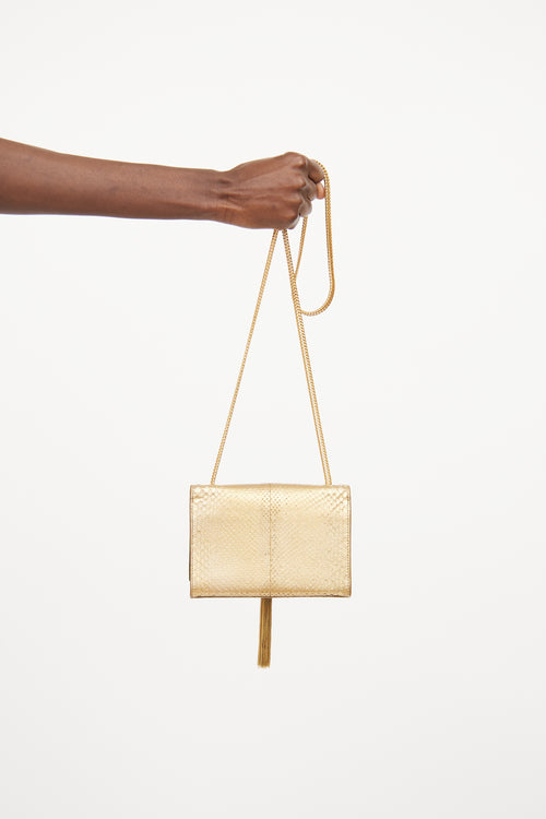 Saint Laurent Gold Leather Kate Tassel Bag