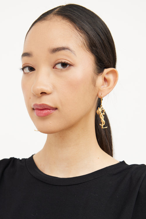 Saint Laurent Gold YSL Palm Tree Earring