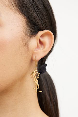 Saint Laurent Gold YSL Palm Tree Earring