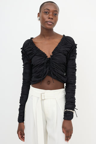 Saint Laurent Lace Up Ruched Top