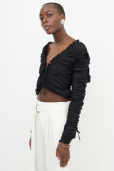 Saint Laurent Lace Up Ruched Top