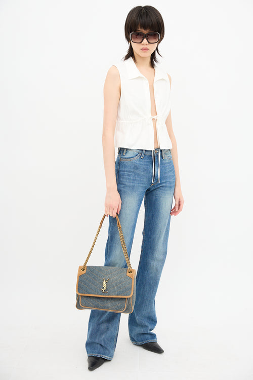 Saint Laurent Denim Niki Shoulder Bag