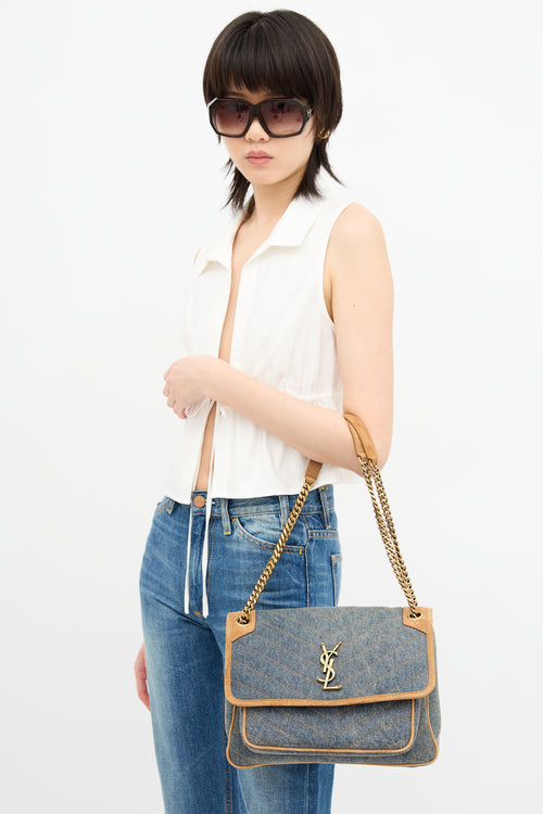 Saint Laurent Denim Niki Shoulder Bag