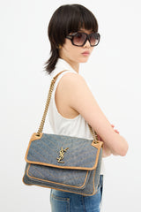 Saint Laurent Denim Niki Shoulder Bag