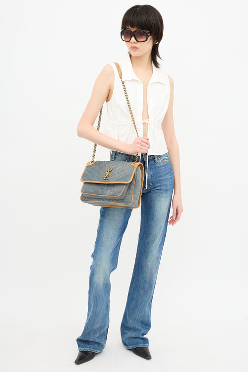 Saint Laurent Denim Niki Shoulder Bag
