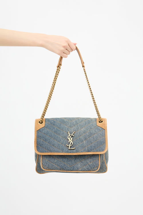 Saint Laurent Denim Niki Shoulder Bag