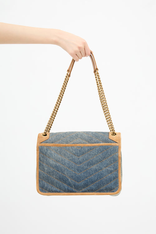 Saint Laurent Denim Niki Shoulder Bag