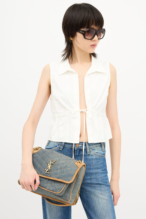 Saint Laurent Denim Niki Shoulder Bag