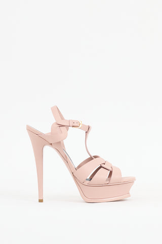 Saint Laurent Pink Leather Tribute Platform Sandal