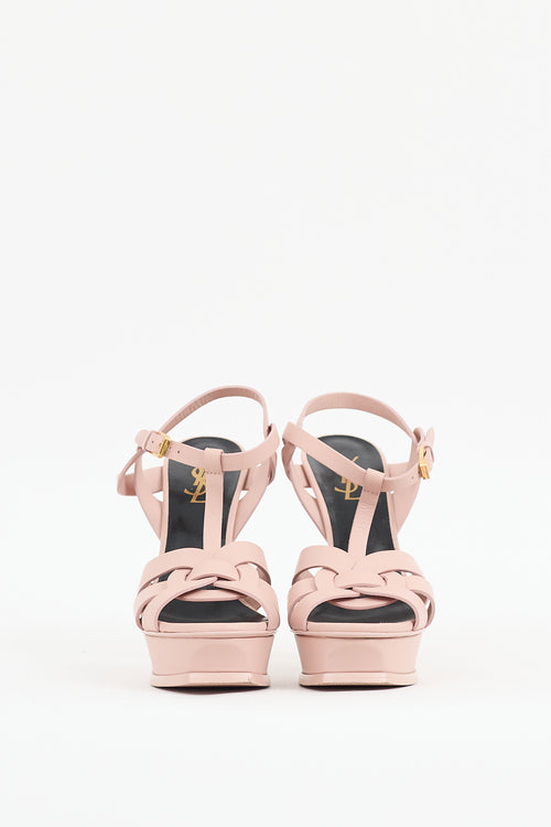 Saint Laurent Pink Leather Tribute Platform Sandal