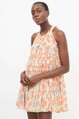 Yvonne S Orange & Teal Geo Print Dress