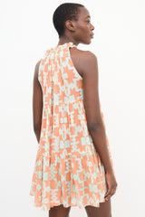 Yvonne S Orange & Teal Geo Print Dress