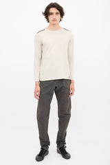 Y's Beige Cotton Long Sleeve Top
