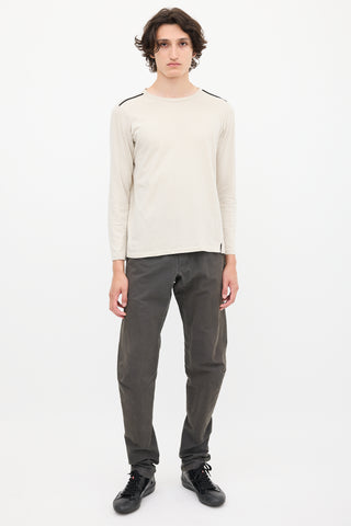Y's Beige Cotton Long Sleeve Top