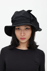 Y's Black Ruffled Hat