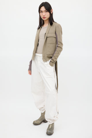 Y's Cream Drawstring Wide Leg Trouser