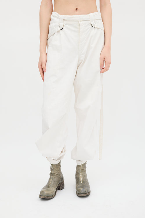 Y's Cream Drawstring Wide Leg Trouser