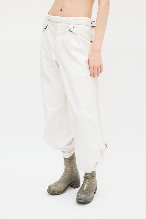 Y's Cream Drawstring Wide Leg Trouser