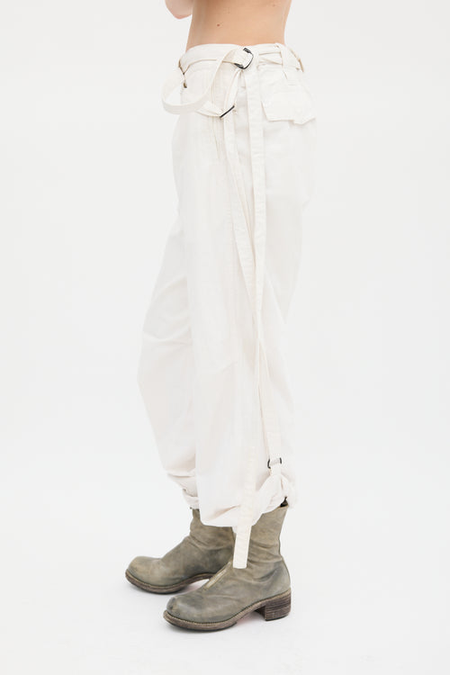 Y's Cream Drawstring Wide Leg Trouser