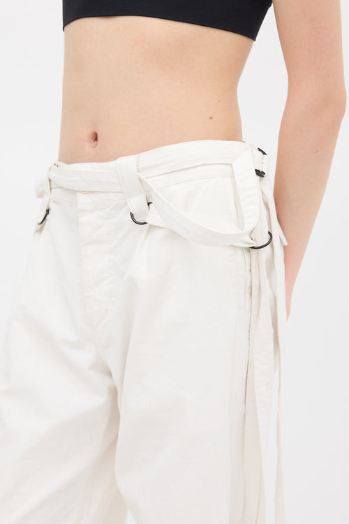 Y's Cream Drawstring Wide Leg Trouser