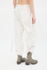 Y's Cream Drawstring Wide Leg Trouser