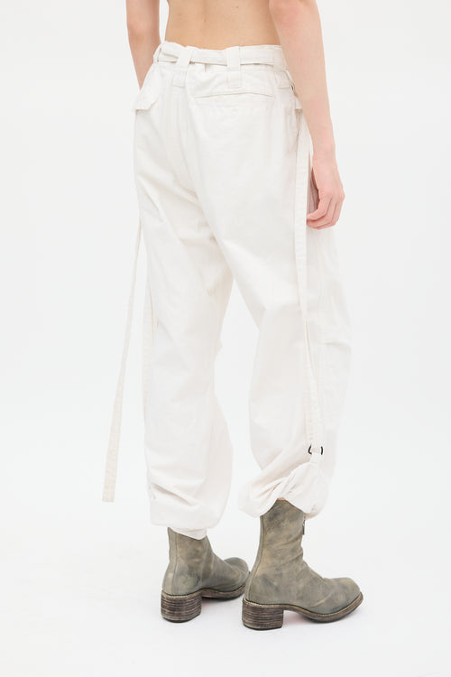 Y's Cream Drawstring Wide Leg Trouser