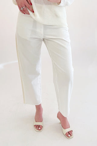 Y's White Piping Wide Leg Jeans