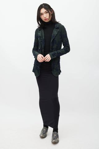 Y's Green & Navy Floral Knit Cardigan