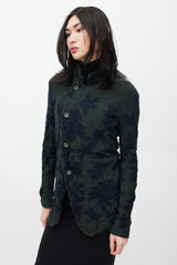 Y's Green & Navy Floral Knit Cardigan