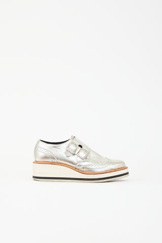 Y's Metallic Leather Wedge Oxford