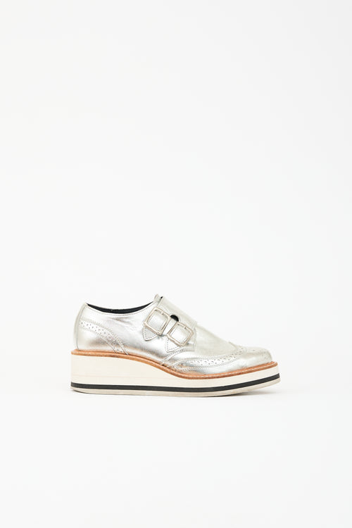 Y's Metallic Leather Wedge Oxford
