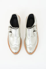 Y's Metallic Leather Wedge Oxford